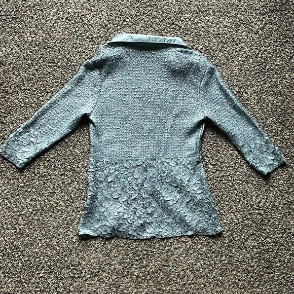 Y2K Essentials by Milano Womens Small Teal Bubble Popcorn Top - Picture 5 of 7